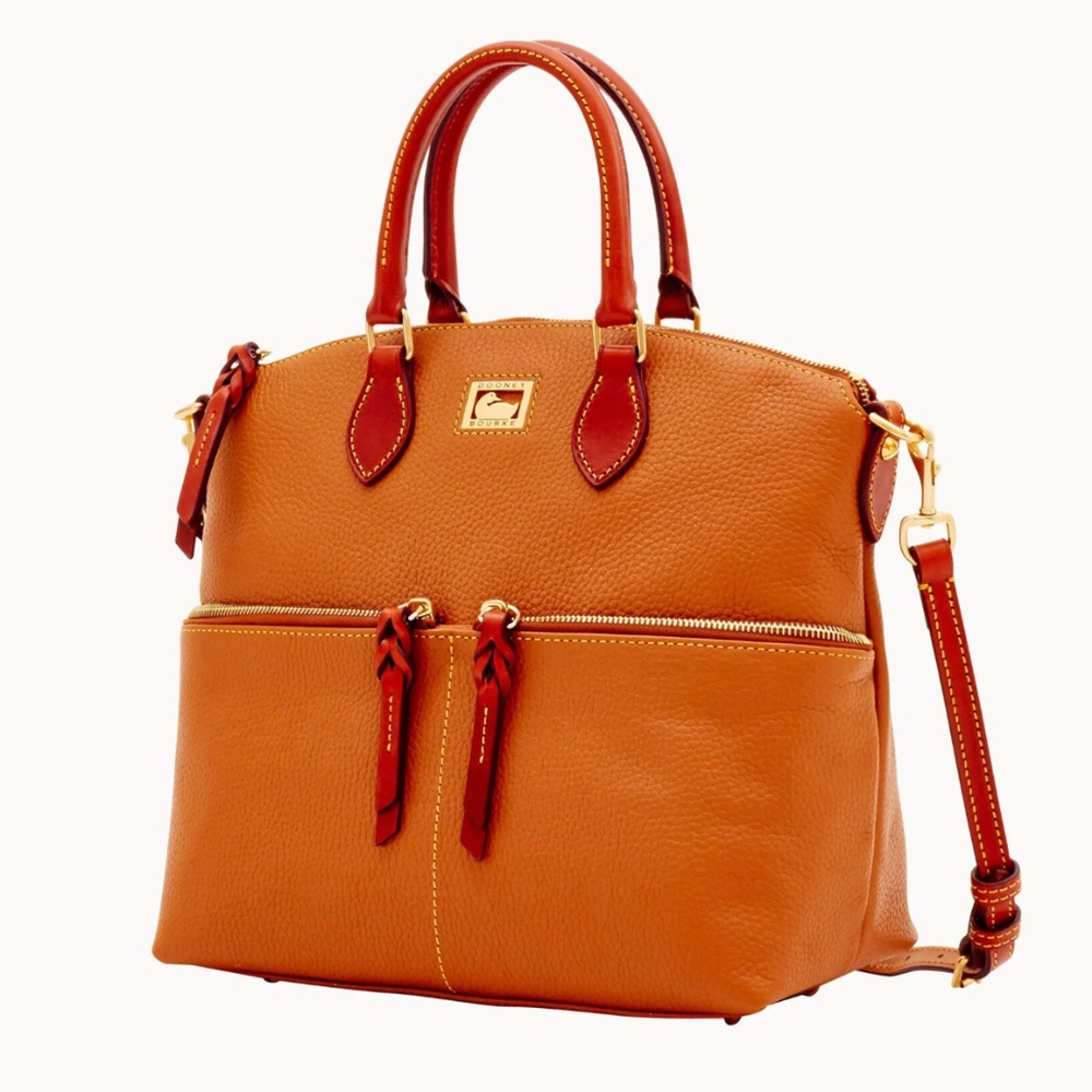 Dooney & Bourke Leather Crossbody Satchel with Red Trim